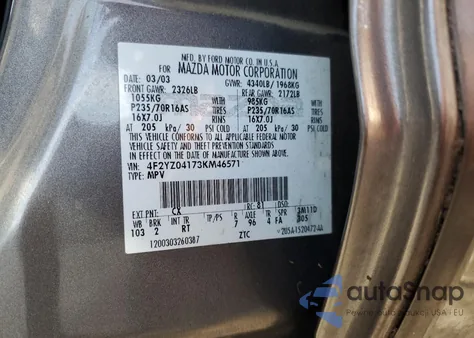 2003 Mazda Tribute Lx from USA, damaged, VIN 4F2YZ04173KM46571